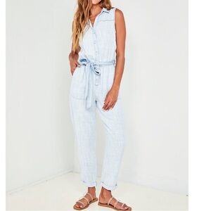 BELLA Dahl Sleeveless Belted Jumpsuit In Desert Sky Wash Size Medium